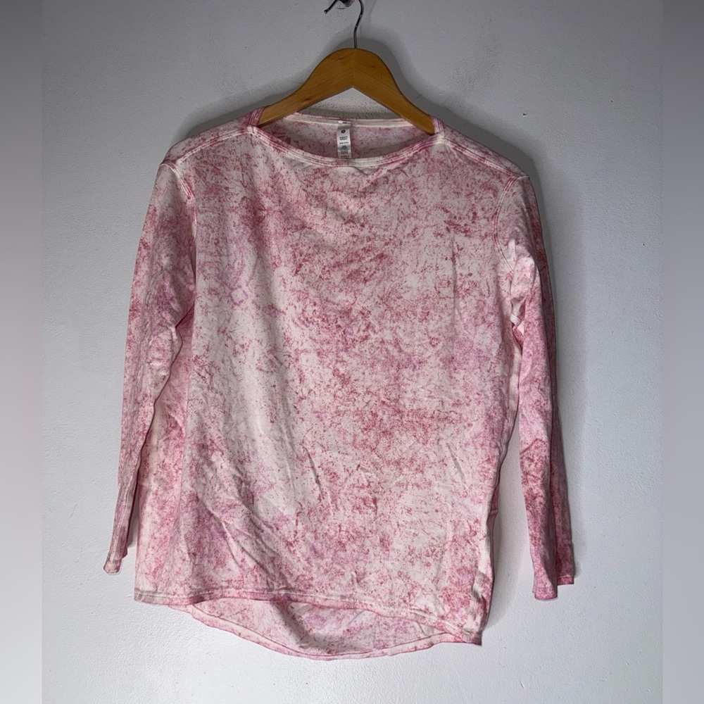 Lululemon Back in Action Long Sleeve Shirt Size 2 Cirrus Wash White Pink Peony